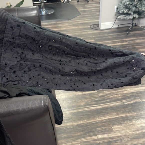 Black sweater, with flower designs on sleeves. brand new! - Picture 3 of 3